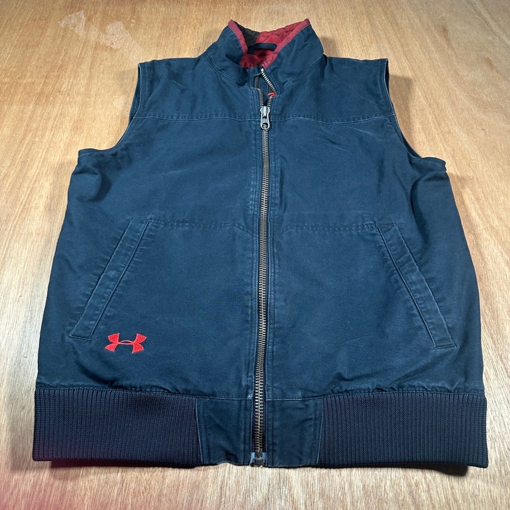 Under Armour Canvas Vest Mens Large Black Heavyweight Quilted Workwear Outdoor
